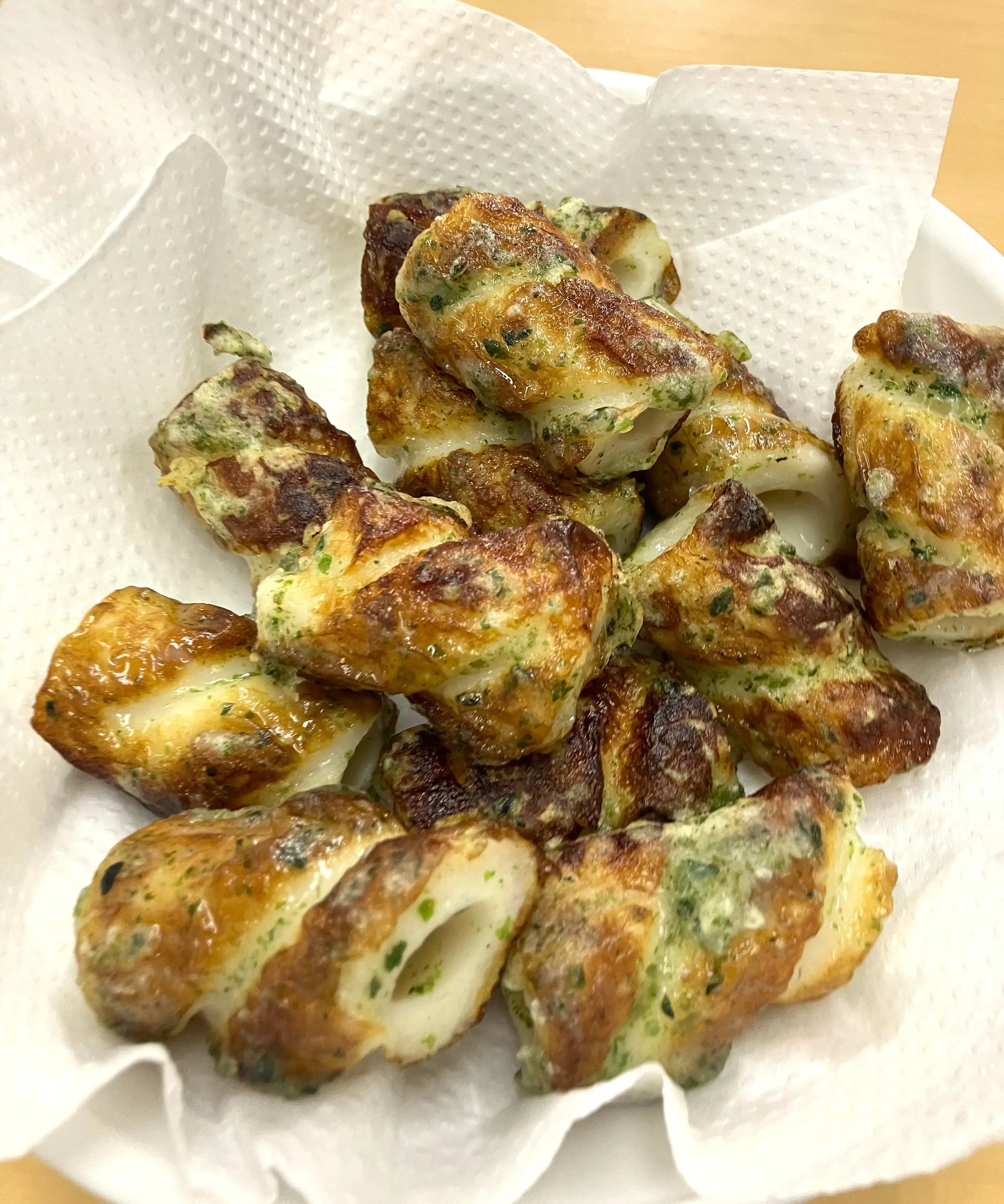 完成したちくわの磯辺揚げ